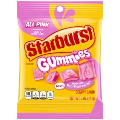 Caramelo gomoso Starburst Gummies todo rosa, bolsa de 5 oz (paquete de 12) Foto 1 de 4