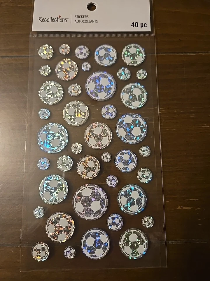 Recuerdos BOLAS DE FÚTBOL HOLOGRÁFICAS Álbumes de recortes Pegatinas PLATEADAS Foto 1 de 1
