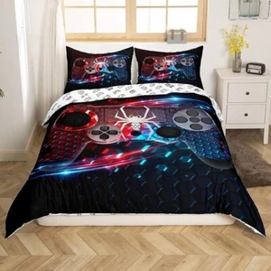 Spider Erosebridal Teens Gaming Duvet Cover Set Full Gamer Honeycomb Bedding -1K - Picture 1 of 3