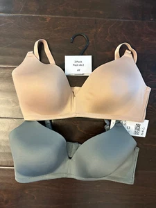 H&M 2 Pack Push Up Bras 34D Moss Green & Nude Beige BNWT - Picture 1 of 2