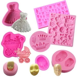 Molde silicona fondant chocolate fimo jabón muñecas princesas coronas caras moña - Bild 1 von 14