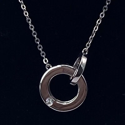 Gold Diamond Necklace 0.012ct Natural Diamond 18K Solid White Gold UK Hallmarked - Изображение 1 из 4