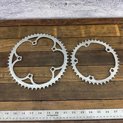 Винтажный комплект передних звезд Campagnolo Record 53t 42t 135 BCD 5 рычагов 53 зуба 42 BREV - Изображение 1 из 4