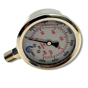Manometro 2-1/2" cassa acciaio cromato secco 0-4000 psi 1/4 NPT LM - Foto 1 di 9