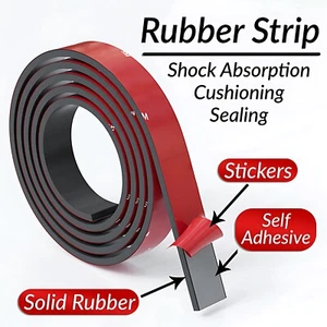 Self Adhesive Rubber Strip Pads Adhesive Backed Solid Seals Gasket - Picture 1 of 10
