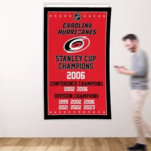 Bandiera Carolina Hurricanes Logo 3'x5 piedi Bandiera Campione Hockey-NHL SPEDIZIONE GRATUITA - Foto 1 di 15
