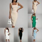 Slim Fit Bodycon Sleeveless Dress for Women Square Neckline Elegant Design