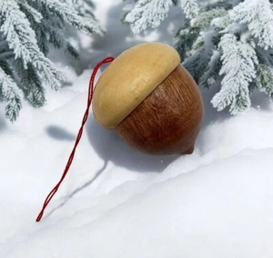 Adorno de árbol de Navidad de bellota de madera vintage naturaleza tuerca rústica - Imagen 1 de 6
