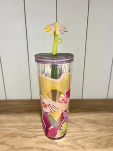 Starbucks Summer 2024 Flower Field Straw Topper Venti 24 Oz Cold Cup Tumbler - Bild 1 von 9