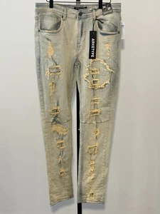 Arketype Jeans mens Vanilla Denim Cotton Distressed Pockets Skinny Leg 34/32 - Picture 1 of 5