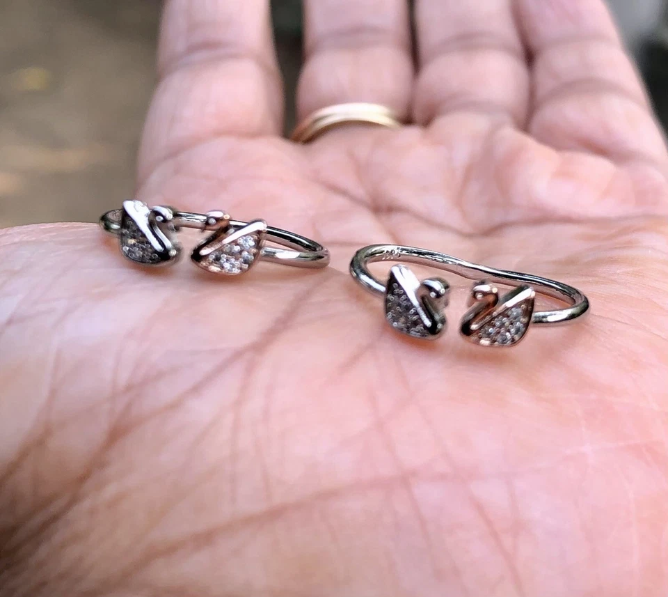 2 Stück 925 Sterling Silber + cz Zehenringe verstellbar, hochglanzpoliert, ve... - Bild 1 von 4