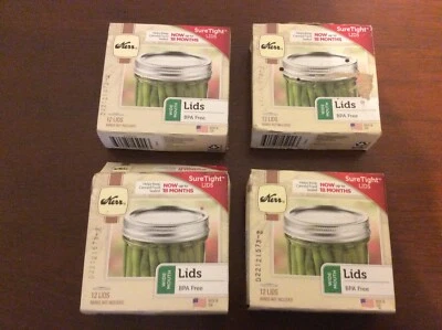 Lote de 4- Tapas de tarro de conservas apretadas Kerr boca ancha segura albañil, 12 unidades, 2139399 Foto 1 de 3