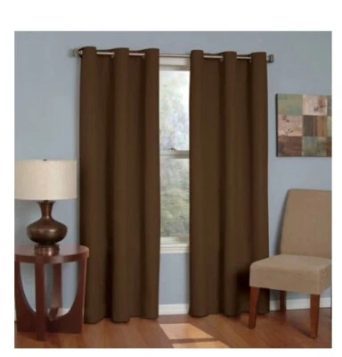 Eclipse 42-Inch by 84-Inch Microfiber Grommet Blackout Window Panel, Chocolate - Image 1 of 4