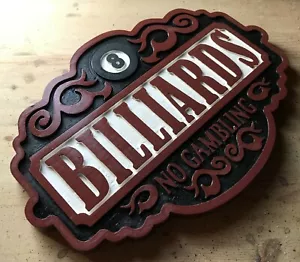 Letrero de madera tallada enrutado 3D rojo de billar bar pub placa cartel personalizado - Imagen 1 de 3