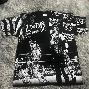 WWF 2 Dudes with Attitudes Diesel Shawn Michaels AOP T-Shirt Size XL WWE - Picture 1 of 4