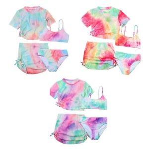 Kids Girls Beachwear Costume Swimwear Vacation Swimsuit Sets Rash Guard Vest - Picture 1 of 27