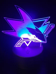 Edge Lit Tabletop Sign, Multi-Colored LED, San Jose Sharks, Art, Night Light - Picture 1 of 6
