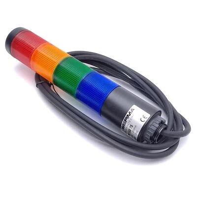 Werma 698.150.75 LED Signal Tower, ø38mm, Blue/Green/Yellow/Red, 2m Cable, 24V - Image 1 of 4
