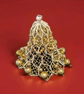 Viktorianischer Quecksilber Glasperlen Weihnachtsschmuck, Goldglocke, um 1900 - Bild 1 von 9