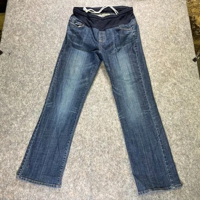 American Star Maternity Jeans Size L Dark Wash Straight Wide Leg Draw String VTG - Image 1 of 4