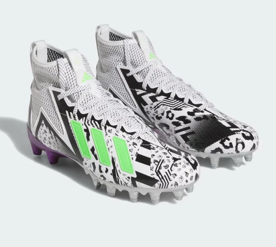New! Mens US 15 ADIDAS FREAK 23 COMBINE FOOTBALL CLEATS GW1750 WHITE/GREEN/BLACK - Image 1 of 4