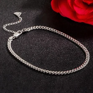 Italienischer Stil Kubanische Gliederkette Panzerkette Fußkettchen 925 Sterling Silber für Damen - Bild 1 von 7