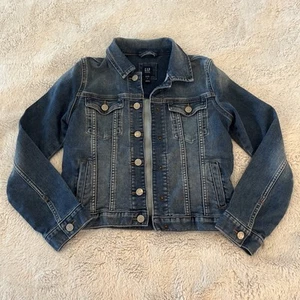 Gap Denim Distressed Blue Jean Jacket Girl's Size XL Pre-Owned Excellent - Picture 1 of 5