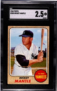 Tarjeta Topps Mickey Mantle SGC 1968 2,5 #280 recientemente calificada NY YANKEE HOF EXCELENTE - Imagen 1 de 2
