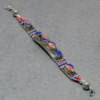 Handgefertigtes ethnisches Geschenk Schmuck Nepali Armband aus roter Koralle ... - Bild 1 von 4