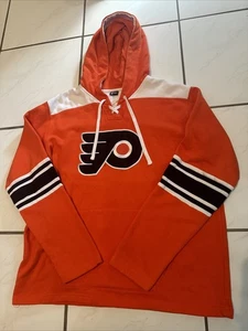 Philadelphia Flyers NHL Jersey Laced Hoodie Lace Up Sweatshirt Men's Sz XL 26x30 - Picture 1 of 14