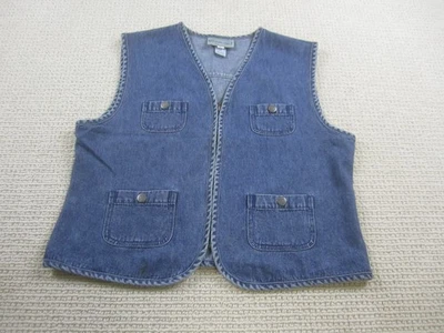 Stonebridge Vest Womens Large Denim Utility 4 Pocket Button Casual Layering - Image 1 of 4