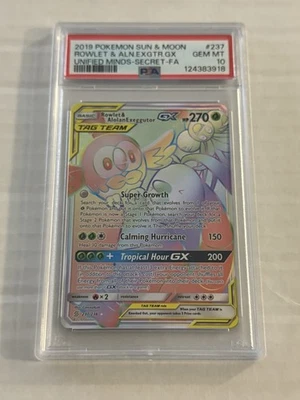 Rowlet & Alolan Exeggutor GX (Secret) 237/236 Sm-Unified Minds Holo Psa 10 - Image 1 of 2
