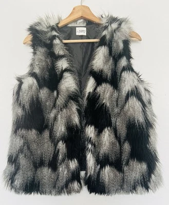 Chaleco de piel sintética B-Sharp talla M para mujer negro/gris frente abierto corto Western Boho Foto 1 de 4