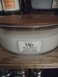 Yankee Candle Vintage Woodwick Candle - White Teak & Jasmin 16 OZ. Wood Lid NEW - Picture 1 of 4
