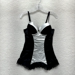 Y2K Vintage Playboy Slip Dessous Medium schwarz weiß gepolstert schalenförmig gepolstert sexy - Bild 1 von 13
