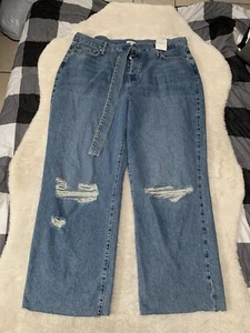Forever 21 + High Rise Wide Ripped Womens Denim Jeans Plus Size 18 - Picture 1 of 9