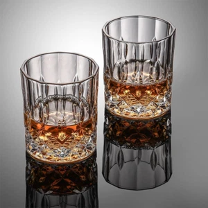Premium Whiskey Glasses Set of 2, 7.7 Oz Crystal Old Fashioned Tumblers, Perfect - Picture 1 of 12