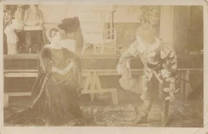 Antique RPPC Real Photo Postcard Theater Actor Actress Play Costumes Swansea UK - Picture 1 of 8