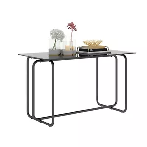 1-piece Rectangle Dining Table with Metal Frame, Tempered Glass Dining Table for - Picture 1 of 14