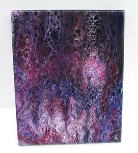 Pintura de deslizamiento de acrílico abstracto original 8x10 púrpura azul blanco rosa - Imagen 1 de 8