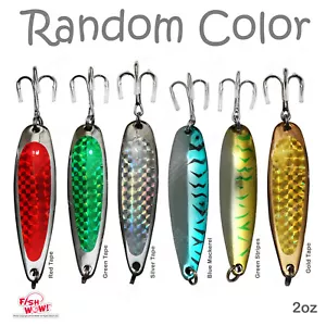 20pcs 2oz Fishing Spoons Trolling Flutter Treble Hook Casting Jig Random Colors - Picture 1 of 12
