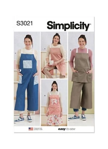SIMPLICITY 3021 APRON & PANT APRON Misses Sewing Pattern Sizes XS-XL 4-22 - Picture 1 of 10