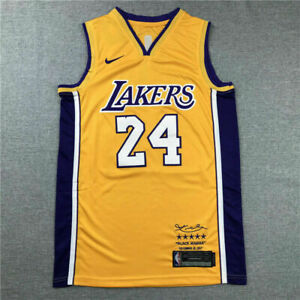 Emerytowany Kobe Bryant #24 Los Angeles Lakers koszulka do koszykówki szyta żółta AA23.--