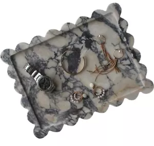 Genuine Calacatta Viola Scalloped Marble Tray 10.8"x8", Rectangle Luxury Vani... - Picture 1 of 5