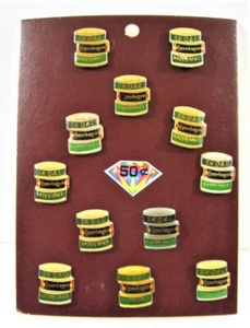 Vintage Skoal Copenhagen Happy Days Chewing Tob Pin Display 12 On Card Old Stock - Picture 1 of 2