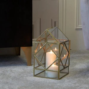 Gold Geometric Design Lantern - Picture 1 of 3