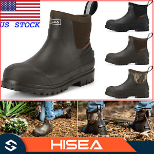 HISEA Men's Chelsea Boots Rubber Waterproof Rain Snow Boots Chore Working Boots