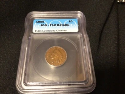 1909 Indian Head Cent 1c ICG-F12 DETAILS - Image 1 of 4