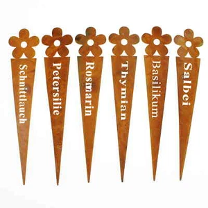 6 Kräuterschilder Rost Metall Pflanzschilder Kräuterstecker Pflanzschilder - Bild 1 von 1