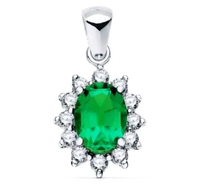 Anhänger Gold 18k 750 Mls. Gold Weiß. Smaragd 0,75 Q.12 Diamanten 0,35 Q - Bild 1 von 3